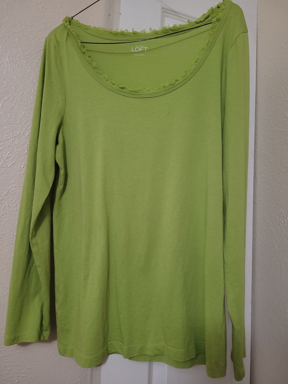 LOFT Lime Green Long-Sleeve Scoop Neck Top